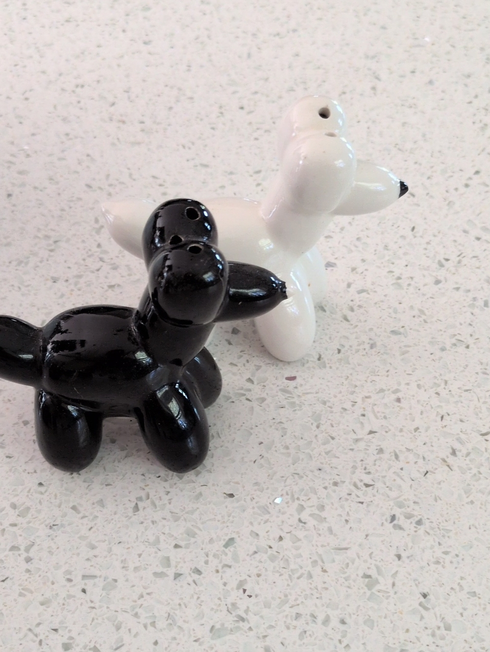 Ceramic Balloon Hot Dog Dog Salt and Pepper Shakers - White and Black
